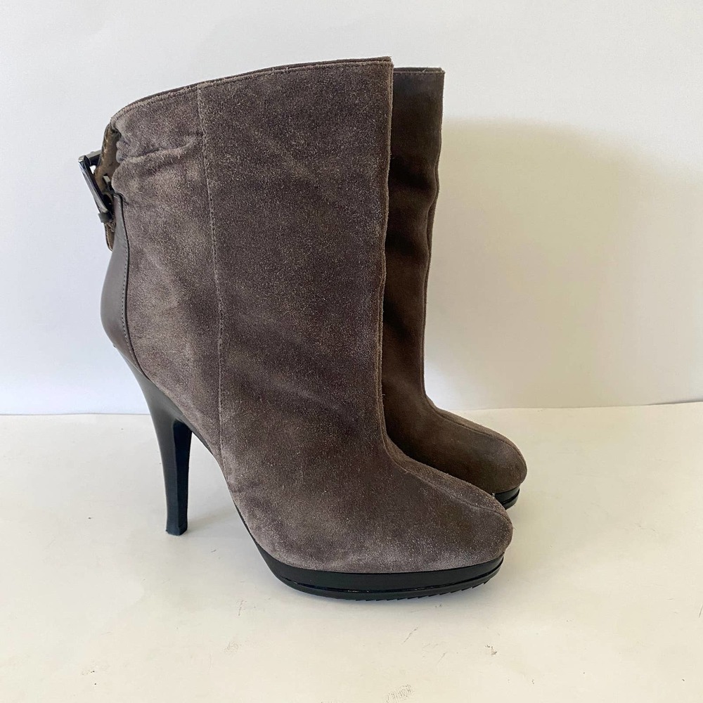 MICHAEL Michael Kors Gray Suede Heeled Platform Ankle Boots 9.5M